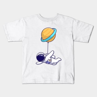 Astronaut Floating Planet Cartoon Kids T-Shirt